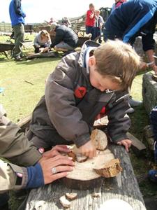 making a woodland sculpture at Killhope