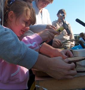 making a woodland sculpture at Killhope