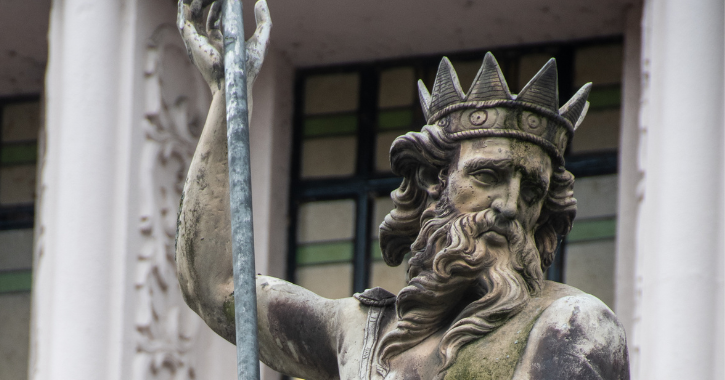 Close up shot of the statue of Neptune in Durham City Market Place