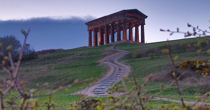 View of Penshaw Monument, Sunderland at dusk 