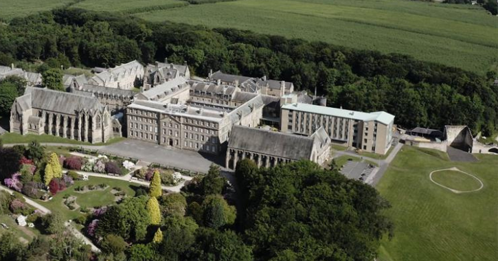 Overhead shot of Ushaw Historic House, Chapels and Gardens. Bounds on the right