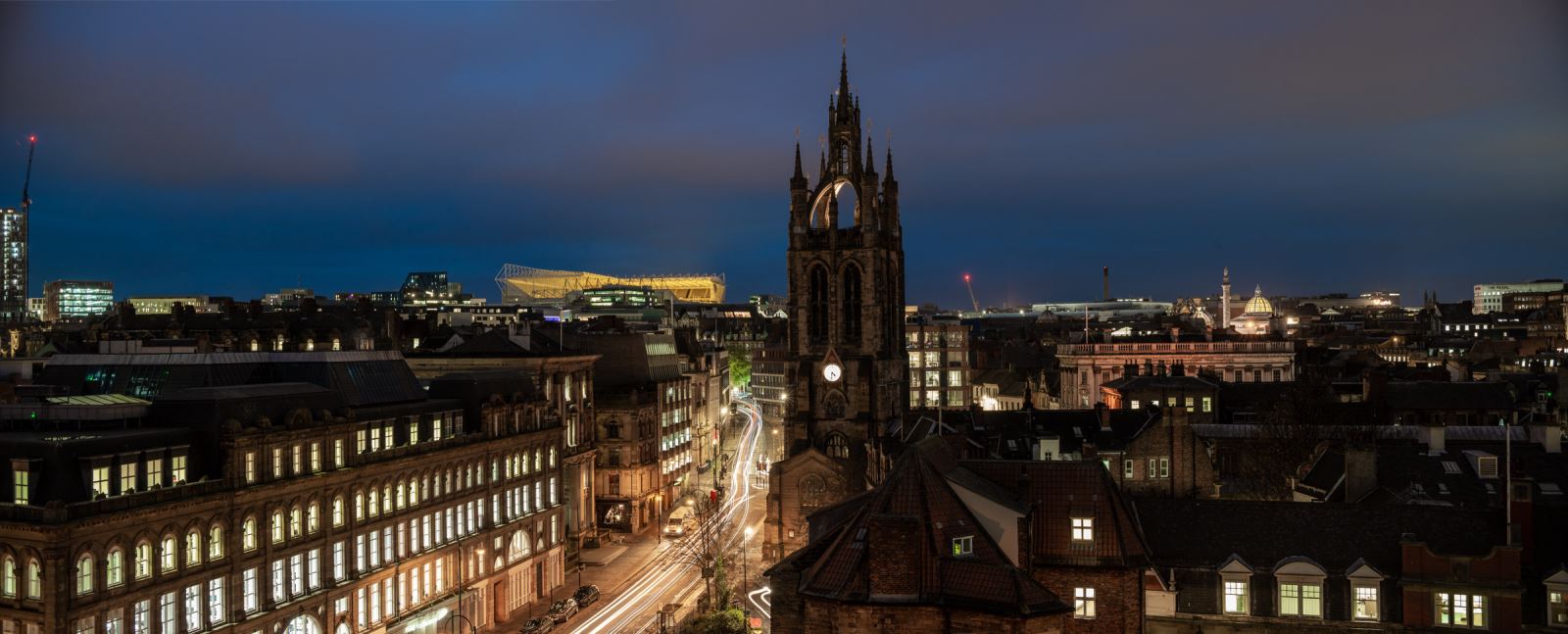 Ariel view of Newcastle Cathedral in Newcastle Upon Tyne City centre