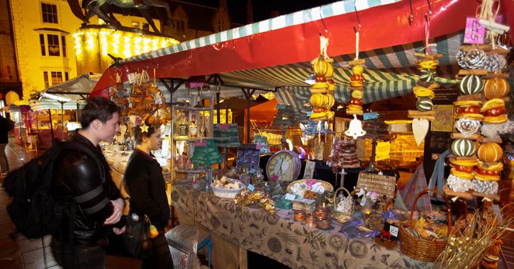 People at a stall at Durham Christmas Markets