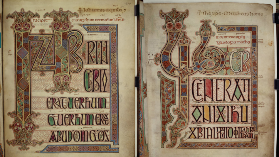 view of pages within the Lindisfarne Gospels 