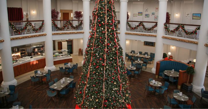Christmas tree and Christmas decorations inside Spanish City, Whitley Bay.