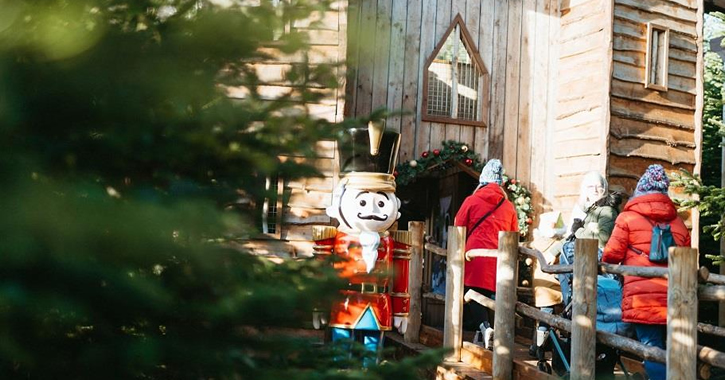 Family visiting the Plotters Forest at Christmas