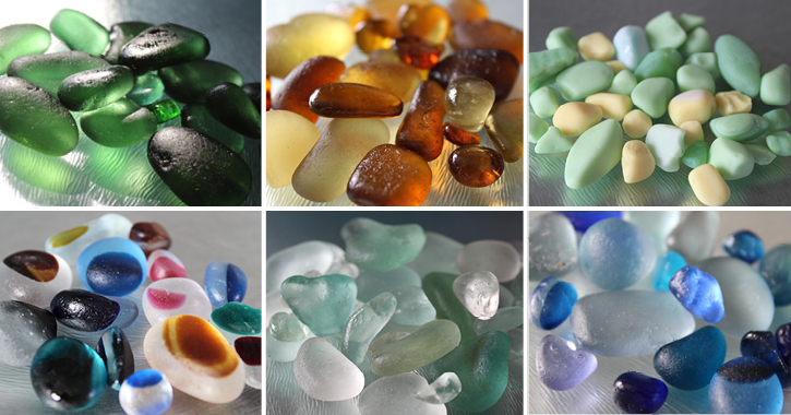 Different types of Sea glass you can find at Seaham, Durham Heritage Coast