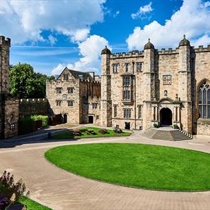 The Courtyard of Durham Castle, showing the Gatehouse and Great Hall and Garden Stairs