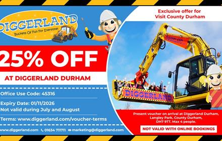 25% off voucher for Diggerland Durham