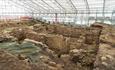 Remains of well-preserved Bath Houses at Binchester Roman Fort.