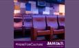 Rows of purple cinema seats