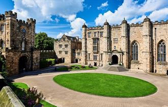 The Courtyard of Durham Castle, showing the Gatehouse and Great Hall and Garden Stairs
