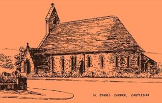 Castleside logo in orange. Image of church