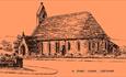 Castleside logo in orange. Image of church