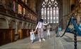 A family explore the Chapel of the Nine Altars in Durham Cathedral